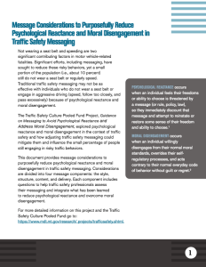 Message Considerations to Purposefully Reduce Psychological and Moral Disengagement in Traffic Safety Messaging